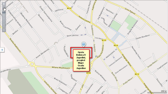 Opsta Bolnica Jagodina,prikaz na mapi grada,mapa "Planplus.rs".