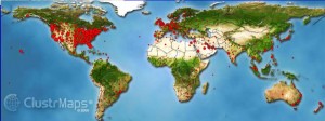 Geografska-mapa-sveta-sa-najucestalijim-lokacijama-pojave-stenica